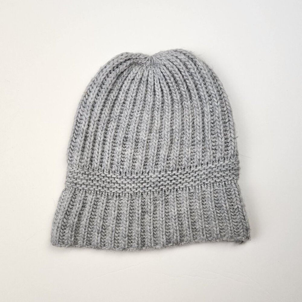 Banana Republic Italian Yarn Wool Alpaca Ribbed Beanie Heather Gray OS